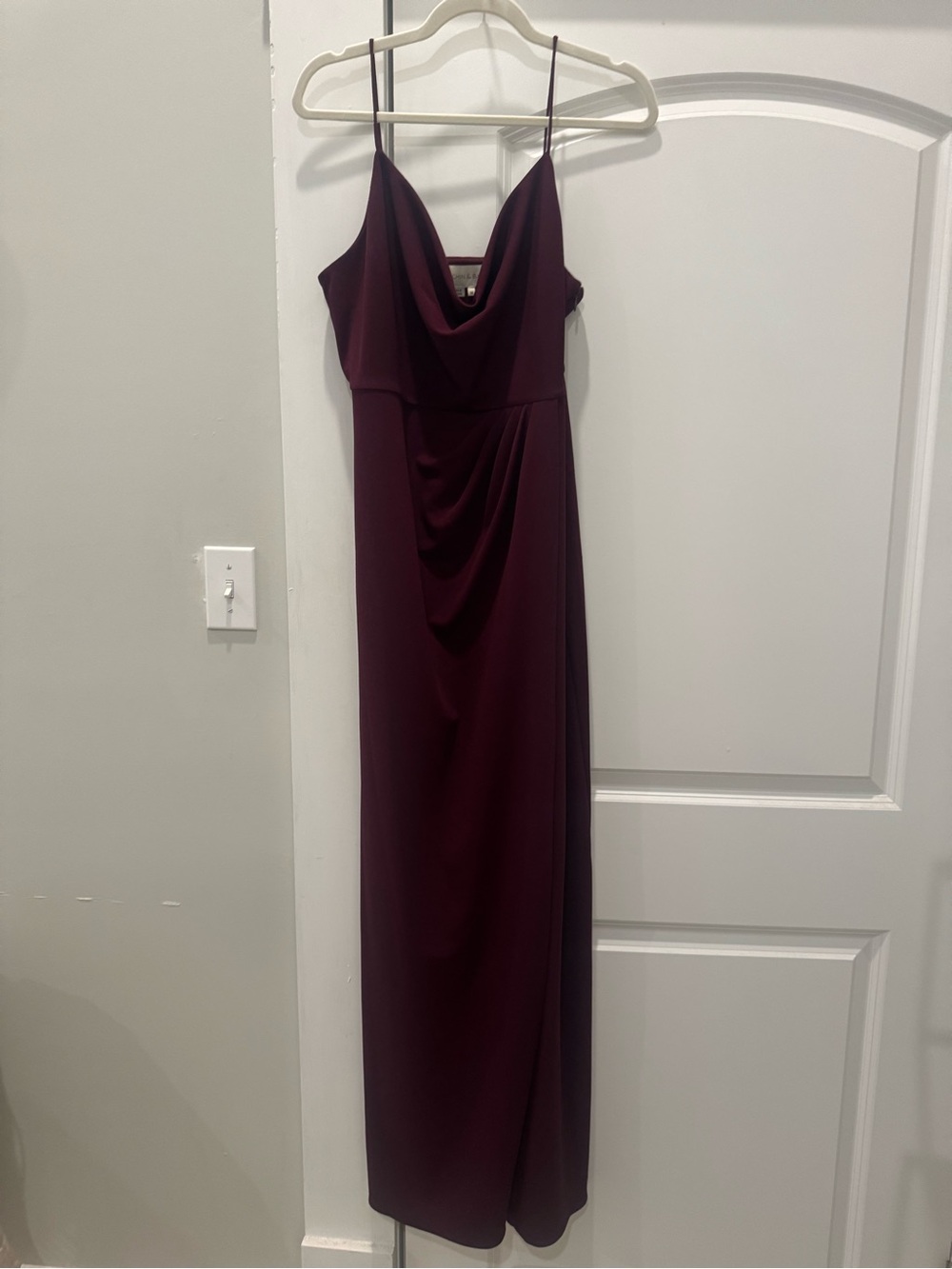 Sachin + Babi Burgundy Cowl-Neck Spaghetti Strap Maxi Dress